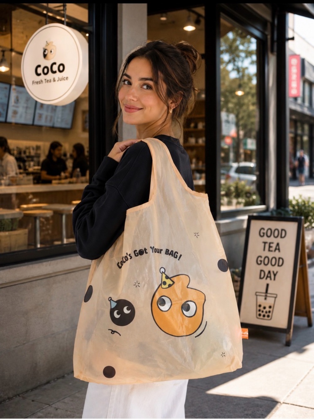 Reusable Foldable Shopping Bag – “CoCo’ Bubble-Print Reusable Tote Bag